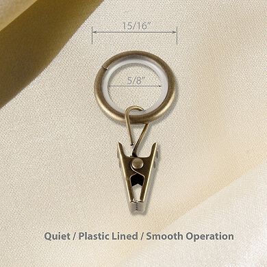 Rod Desyne 5/8" Noise-Canceling Curtain Rings with Clip 10-pack Set