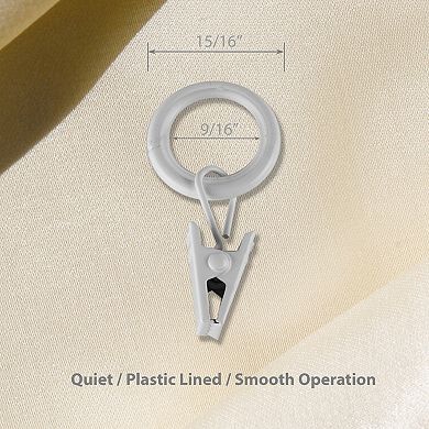 Rod Desyne 5/8" Noise-Canceling Curtain Rings with Clip 10-pack Set