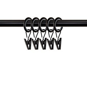 Rod Desyne 5/8" Noise-Canceling Curtain Rings with Clip 10-pack Set