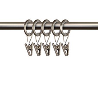 Rod Desyne 5/8" Noise-Canceling Curtain Rings with Clip 10-pack Set