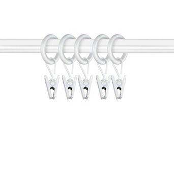 Rod Desyne 5/8" Noise-Canceling Curtain Rings with Clip 10-pack Set