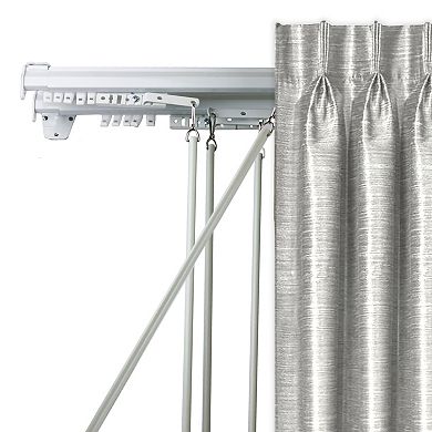 Rod Desyne Baton Draw Double White Traverse Curtain Rod
