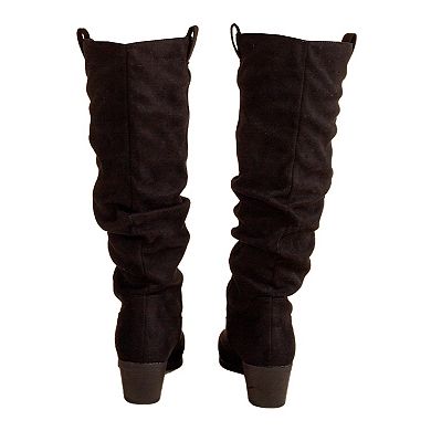 Qupid Montana-80 Women's Ruched Western Knee-High Boots