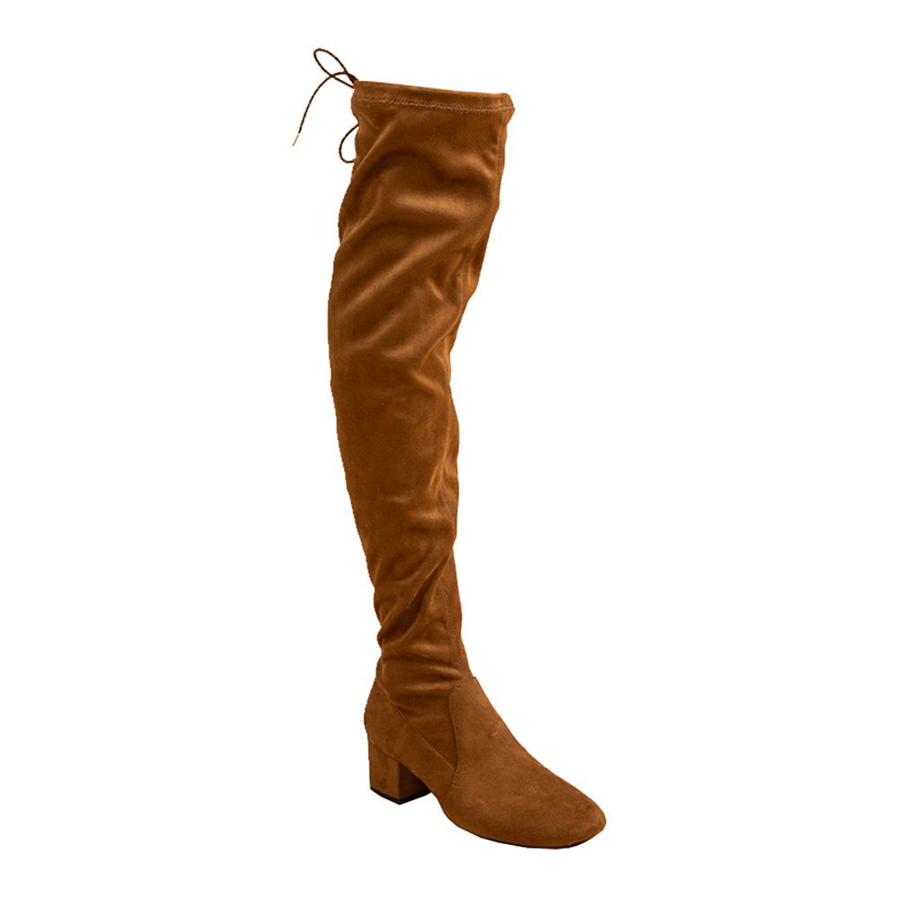 Qupid Lace Up Peep Toe Over-The-Knee Boot