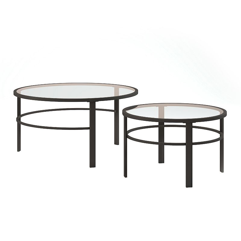 Finley & Sloane Gaia Round Nested 2-Piece Coffee Table Set, Black