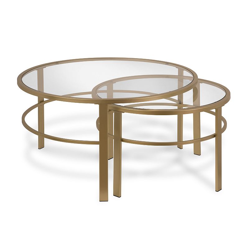 Finley & Sloane Gaia Round Nested 2-Piece Coffee Table Set, Brass
