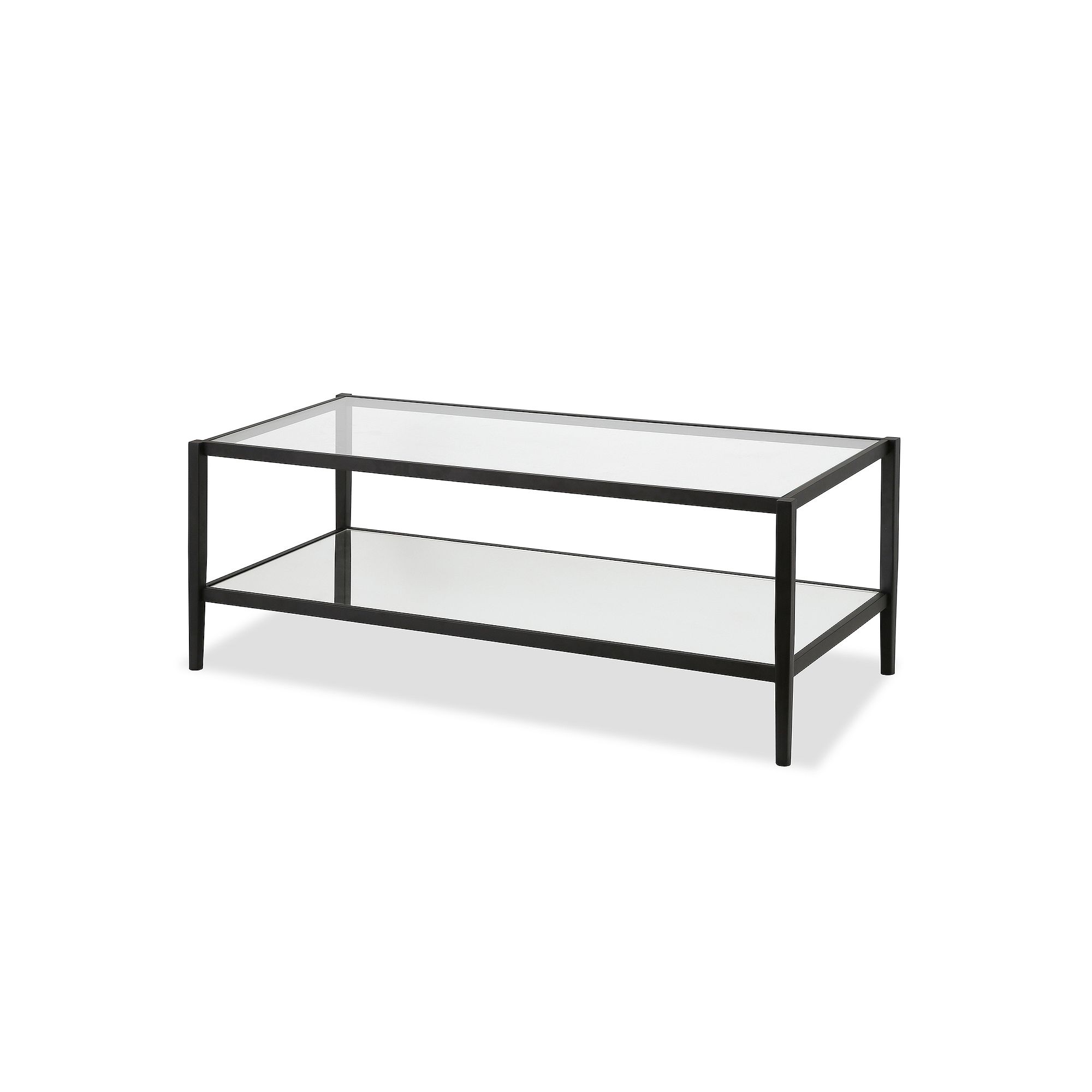 Finley & Sloane Hera Glass Top Coffee Table, Blackened Bronze Clear