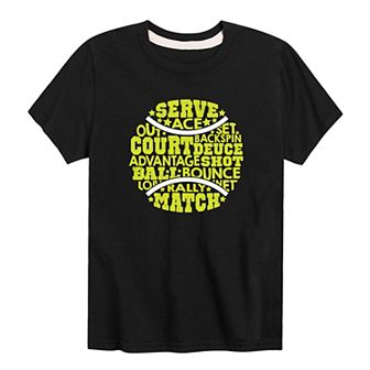Boys 8-20 Tennis Ball Phrases Graphic Tee