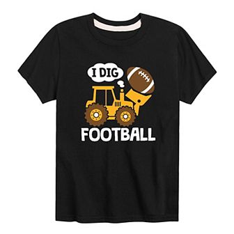Boys 8-20 I Dig Football Construction Graphic Tee