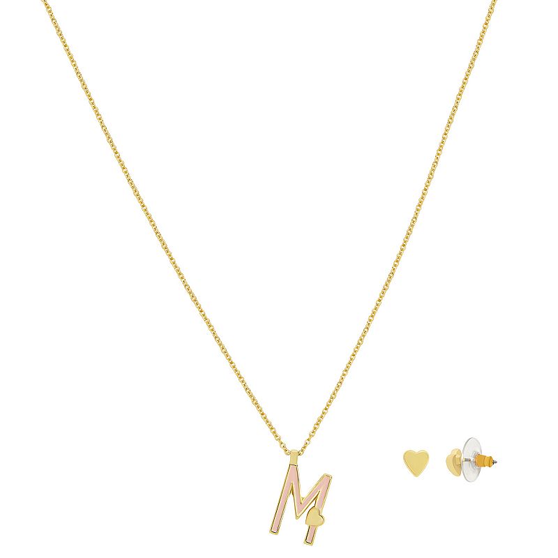 LC Lauren Conrad Gold Tone Valentines Day Enamel Initial Necklace and Heart