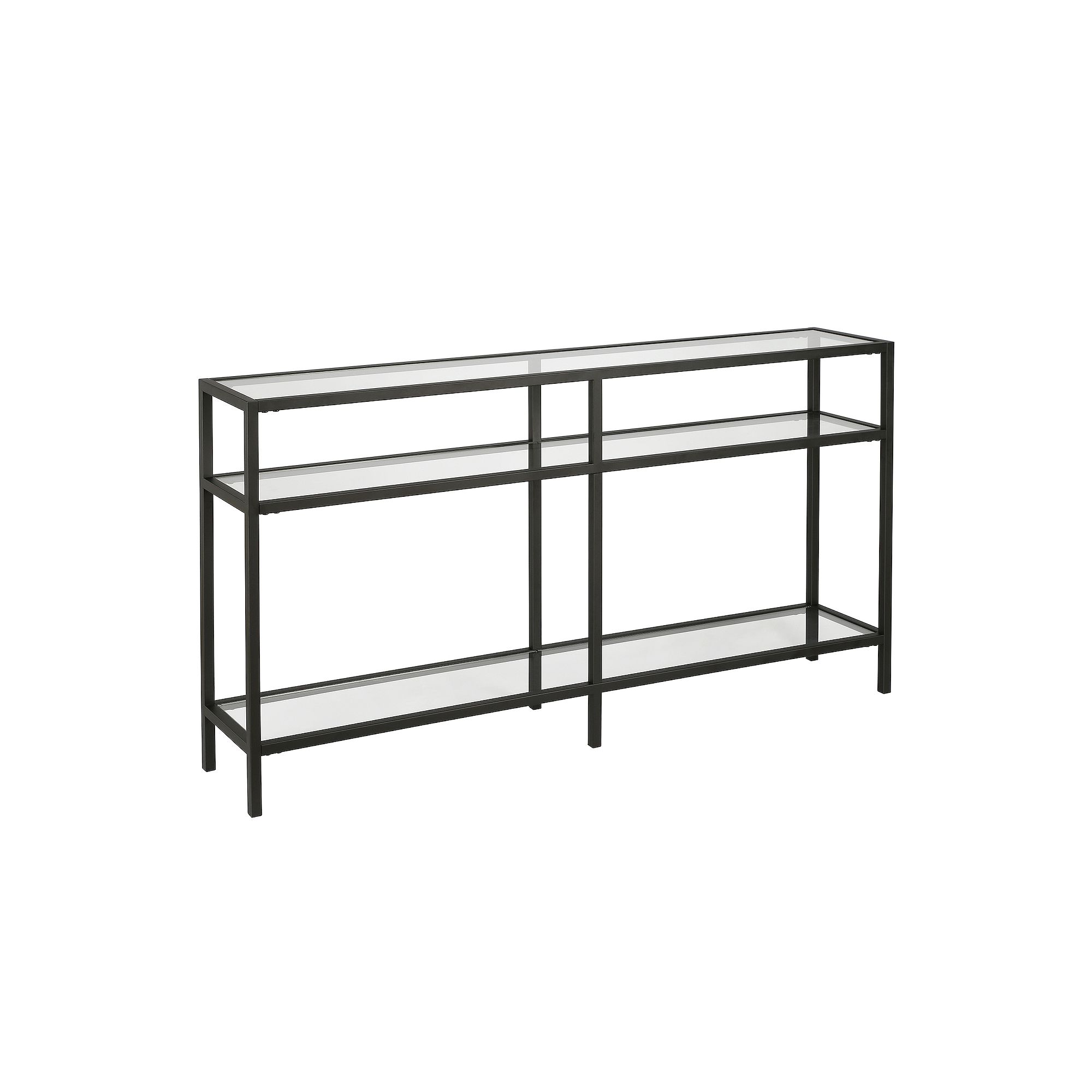 Finley & Sloane 55-in. Sivil 3-Tier Console Table, Blackened Bronze Glass