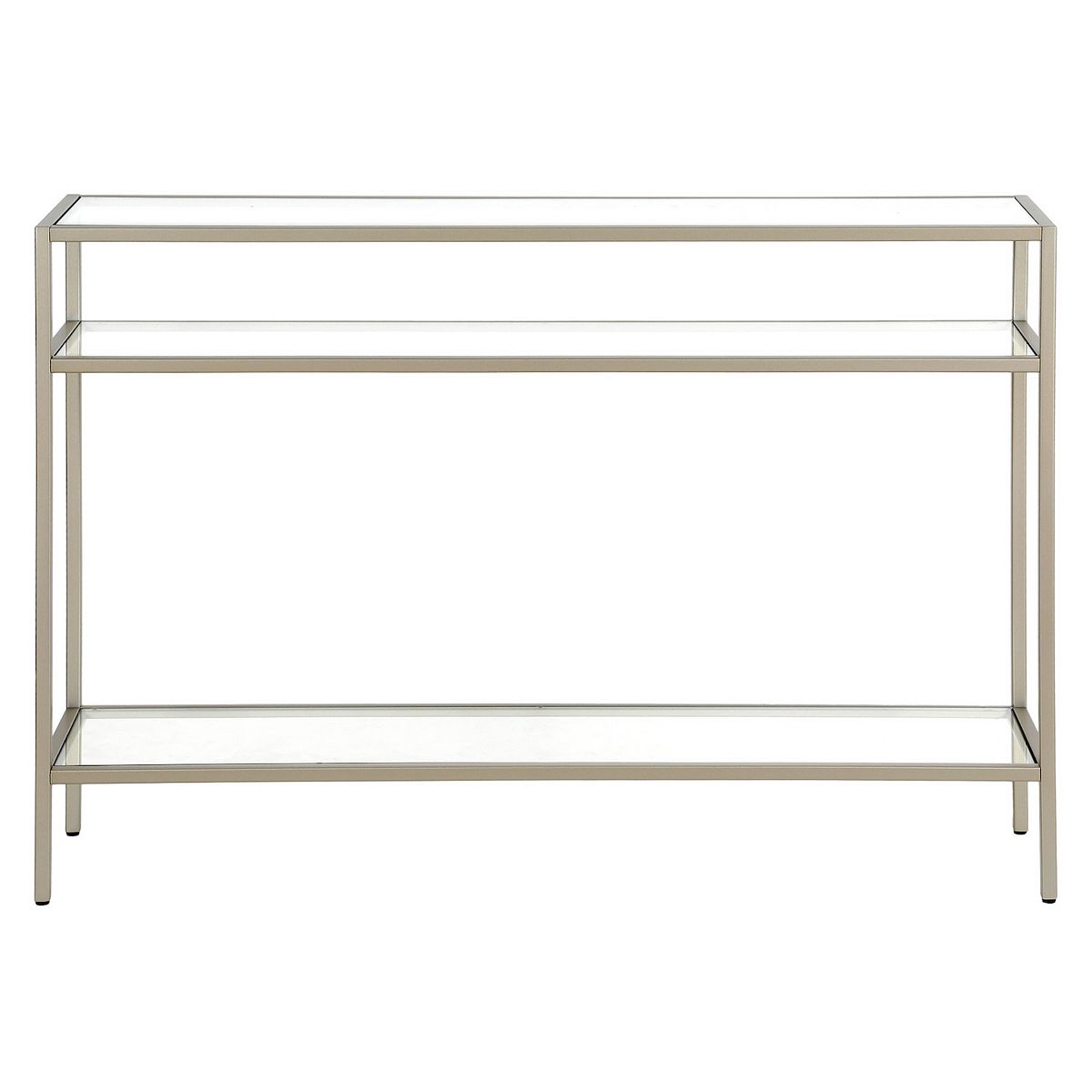 Finley & Sloane Siviline 3-tier console table in light finish with glass shelves