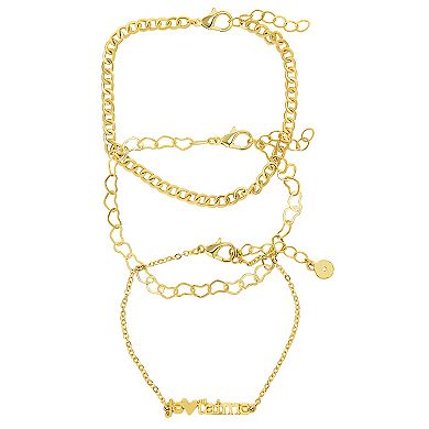 LC Lauren Conrad Gold Tone Multichain Je Ta'ime Bracelet Set