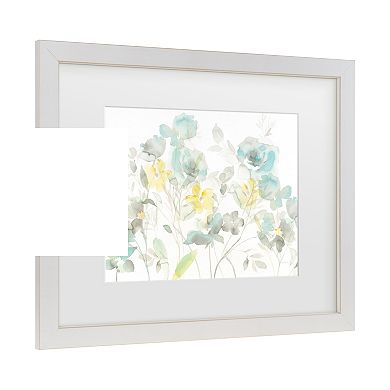 Aqua Roses Shadows White Framed Wall Art