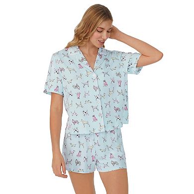 Women's Beauty Sleep Social Short Sleeve Notch Collar Pajama Shirt and ...