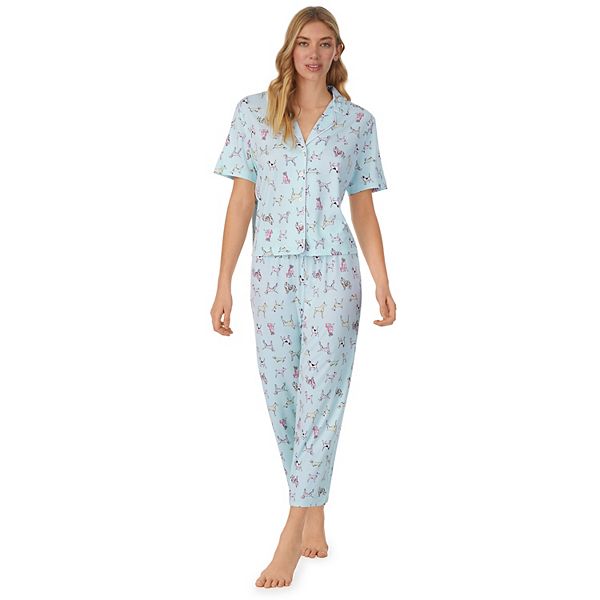 Women's Beauty Sleep Social Short Sleeve Notch Collar Pajama Shirt and ...