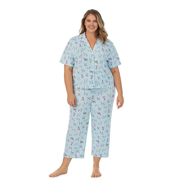 Plus Size Beauty Sleep Social Short Sleeve Notch Collar Pajama Shirt ...