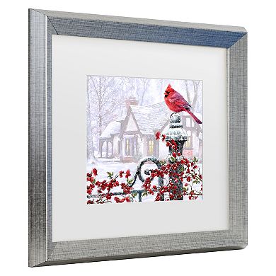 Trademark Fine Art The Macneil Studio Cardinal on Gatepost Matted Framed Art