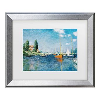 Trademark Fine Art Claude Monet Red Boats at Argenteuil Matted Framed Art