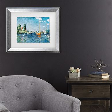 Trademark Fine Art Claude Monet Red Boats at Argenteuil Matted Framed Art