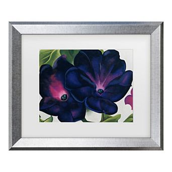 Trademark Fine Art Georgia O'Keeffe Black and Purple Petunias Matted Framed Art