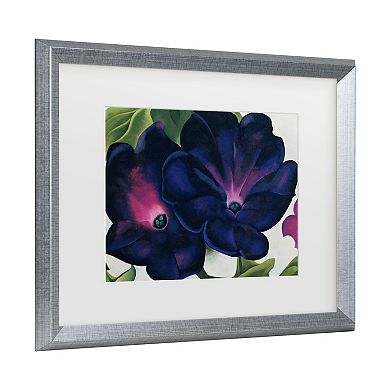 Trademark Fine Art Georgia O'Keeffe Black and Purple Petunias Matted Framed Art