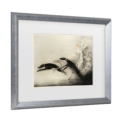 Trademark Fine Art Vintage Apple Collection Art Deco Woman Greyhounds Matted Framed Art