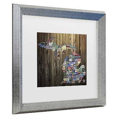 Trademark Fine Art Design Turnpike Michigan Counties License Plate Matted Framed Art