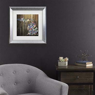 Trademark Fine Art Design Turnpike Michigan Counties License Plate Matted Framed Art