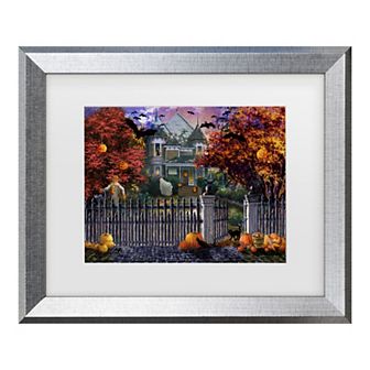 Trademark Fine Art Nicky Boehme Halloween House Matted Framed Art