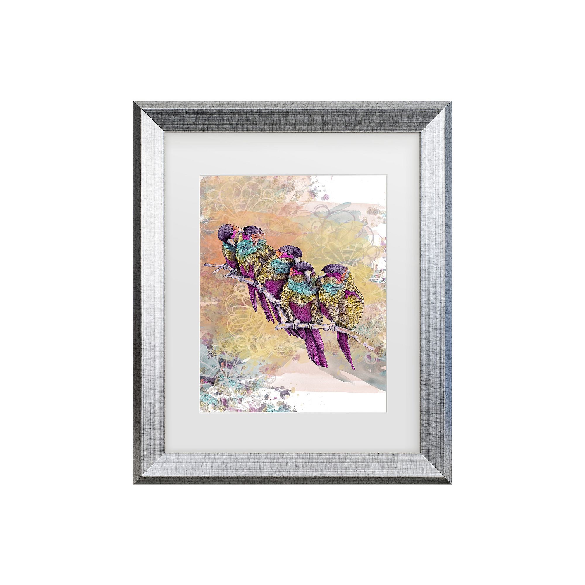Trademark Fine Art The Tangled Peacock Purple Parrots Matted Framed Art, Mu