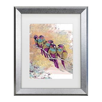Trademark Fine Art The Tangled Peacock Purple Parrots Matted Framed Art