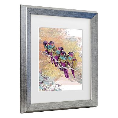 Trademark Fine Art The Tangled Peacock Purple Parrots Matted Framed Art