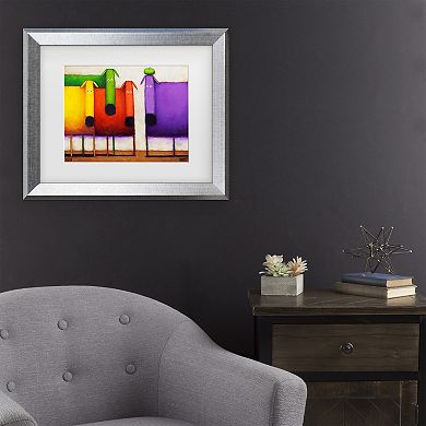 Trademark Fine Art Daniel Patrick Kessler Rainbow Dogs Matted Framed Art