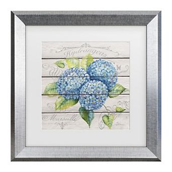 Trademark Fine Art Jean Plout Blue Hydrangeas Matted Framed Art