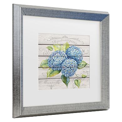 Trademark Fine Art Jean Plout Blue Hydrangeas Matted Framed Art