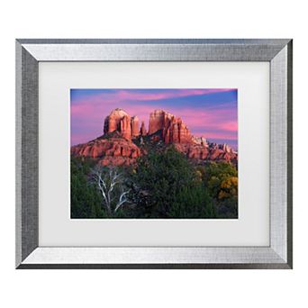 Trademark Fine Art Mike Jones Photo Sedona Cathedral Rock Dusk Matted Framed Art