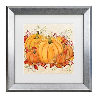 Trademark Fine Art Jean Plout Fall Pumpkins Matted Framed Art