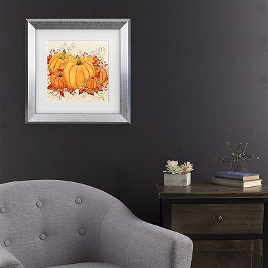 Trademark Fine Art Jean Plout Fall Pumpkins Matted Framed Art