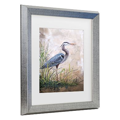 Trademark Fine Art Jean Plout Heron In The Reeds Matted Framed Art