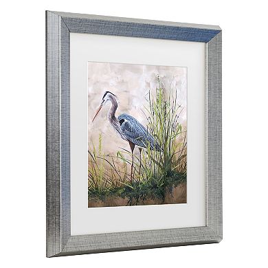 Trademark Fine Art Jean Plout In The Reeds Blue Heron Matted Framed Art