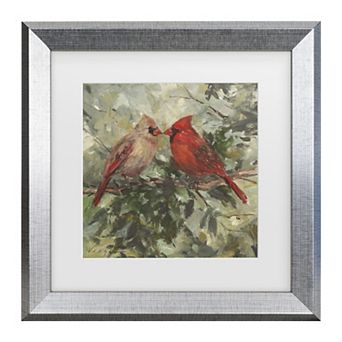 Trademark Fine Art Mary Miller Veazie Kissing Cardinals Matted Framed Art