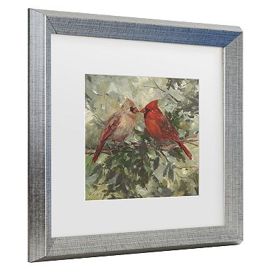 Trademark Fine Art Mary Miller Veazie Kissing Cardinals Matted Framed Art