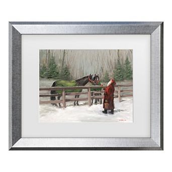 Trademark Fine Art Mary Miller Veazie Santa With Horses Matted Framed Art