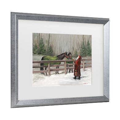 Trademark Fine Art Mary Miller Veazie Santa With Horses Matted Framed Art
