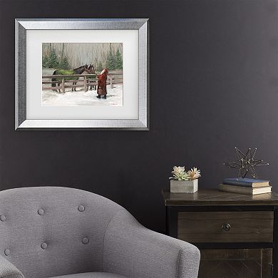 Trademark Fine Art Mary Miller Veazie Santa With Horses Matted Framed Art