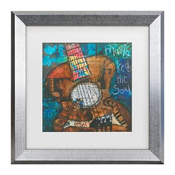 Trademark Fine Art Jennifer Mccully Music Feeds The Soul Guitar Matted Framed Art