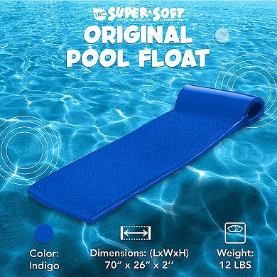 Trc Recreation Super Soft 2” Thick Vinyl Swimming Pool Float Mat, Indigo Blue