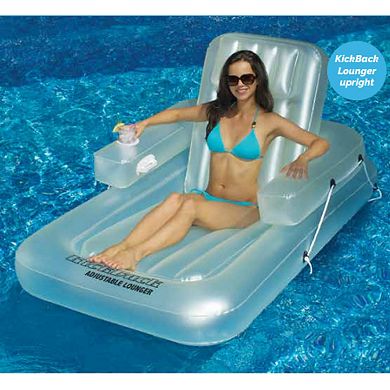 Swimline Kickback Swimming Pool Inflatable Lounger Adjustable Chair Float, White