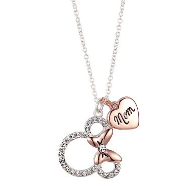 Disney's Minnie Mouse Two Tone "Mom" Charm Necklace 